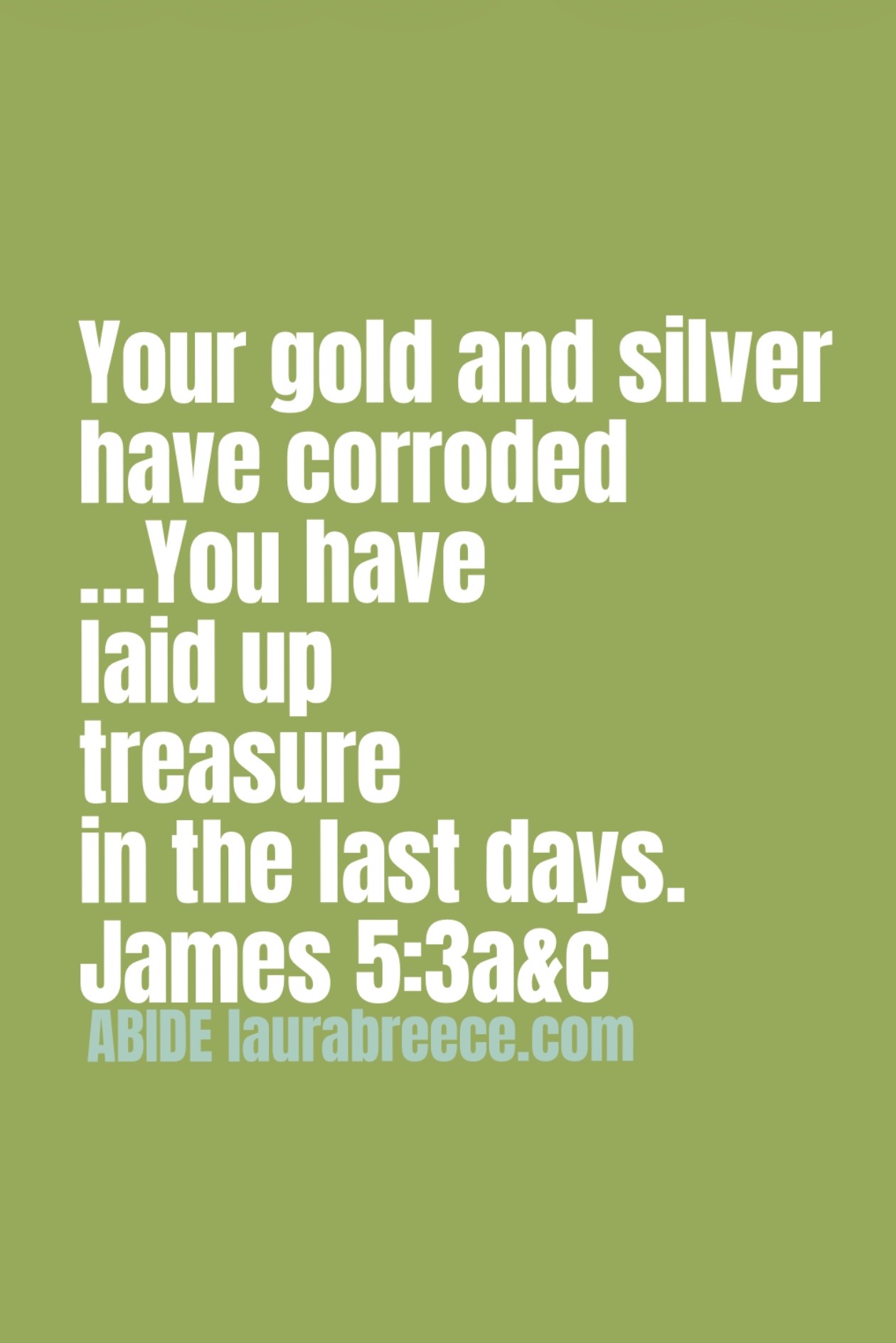 White letters with a olive green background that says, 