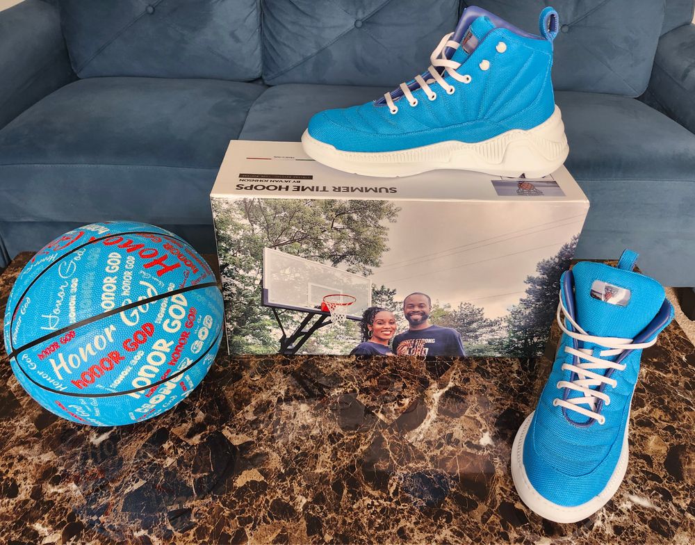 Summer TIme Hoops Shoe, Summer Time Hoops Shoes, Basketball Shoes, Blue Basketball Shoes, Ja'Van and LaRissa Johnson Shoes, Ja'Van Johnson Basketball Shoe, Ja'Van Johnson Basketball Shoes