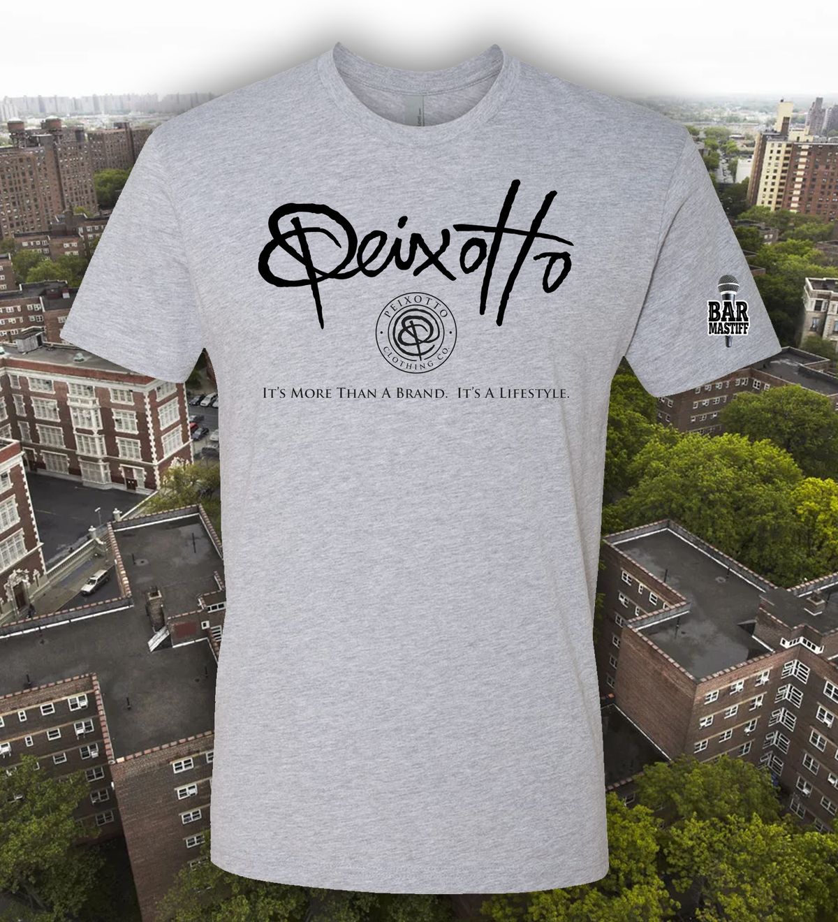 BK Just Signature Peixotto is more than a brand it's a lifestyle t-shirts w Bar Mastiff logo on sleeve