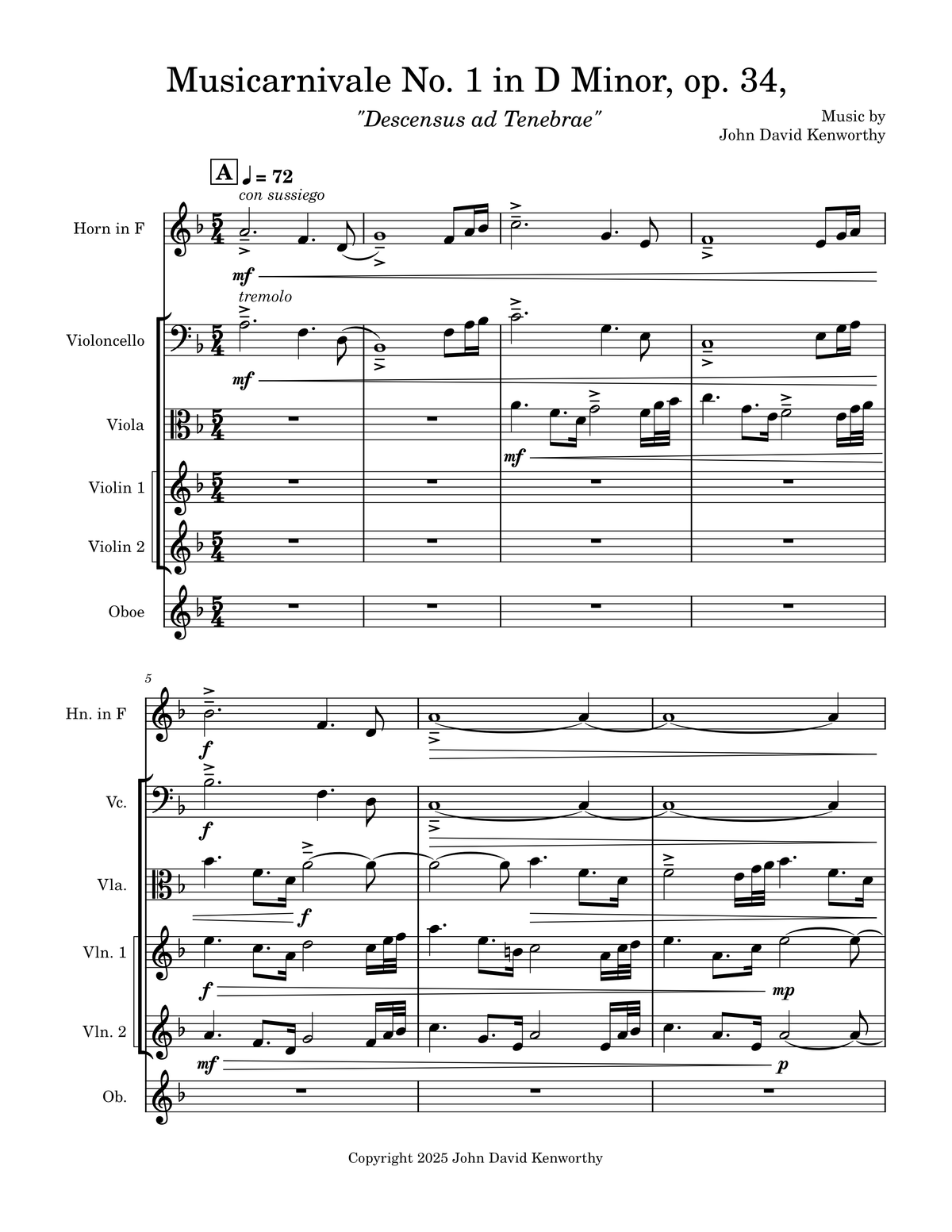 Musicarnivale No. 1 in D Minor, op. 34, "Descensus ad Tenebrae"