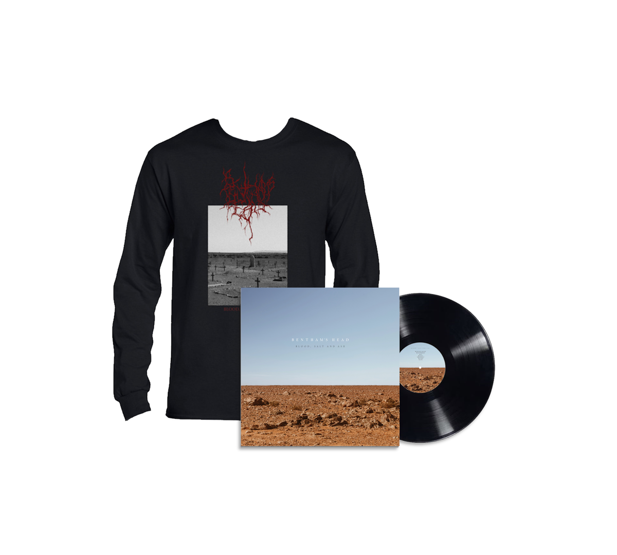 Bentham's Head Limited Long sleeve Shirt - Black + Blood, Salt & Ash 12" Vinyl