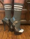 Wool-Blend Crew Socks - Faoileán Logo