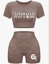 Acid wash Biker short set 