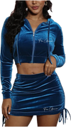 2 Piece Velour Hoodie & Mini Skirt (free bra included)