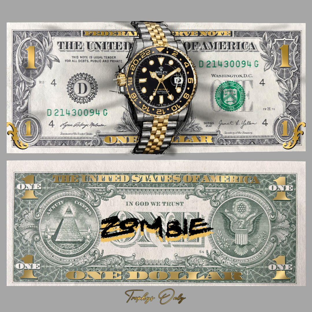 "ZOMBIE" Collector Mixed Art Dollar Bill (SOLD) 