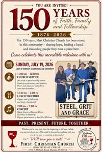Gospel music concert for the 150th anniversary of First Christian Church