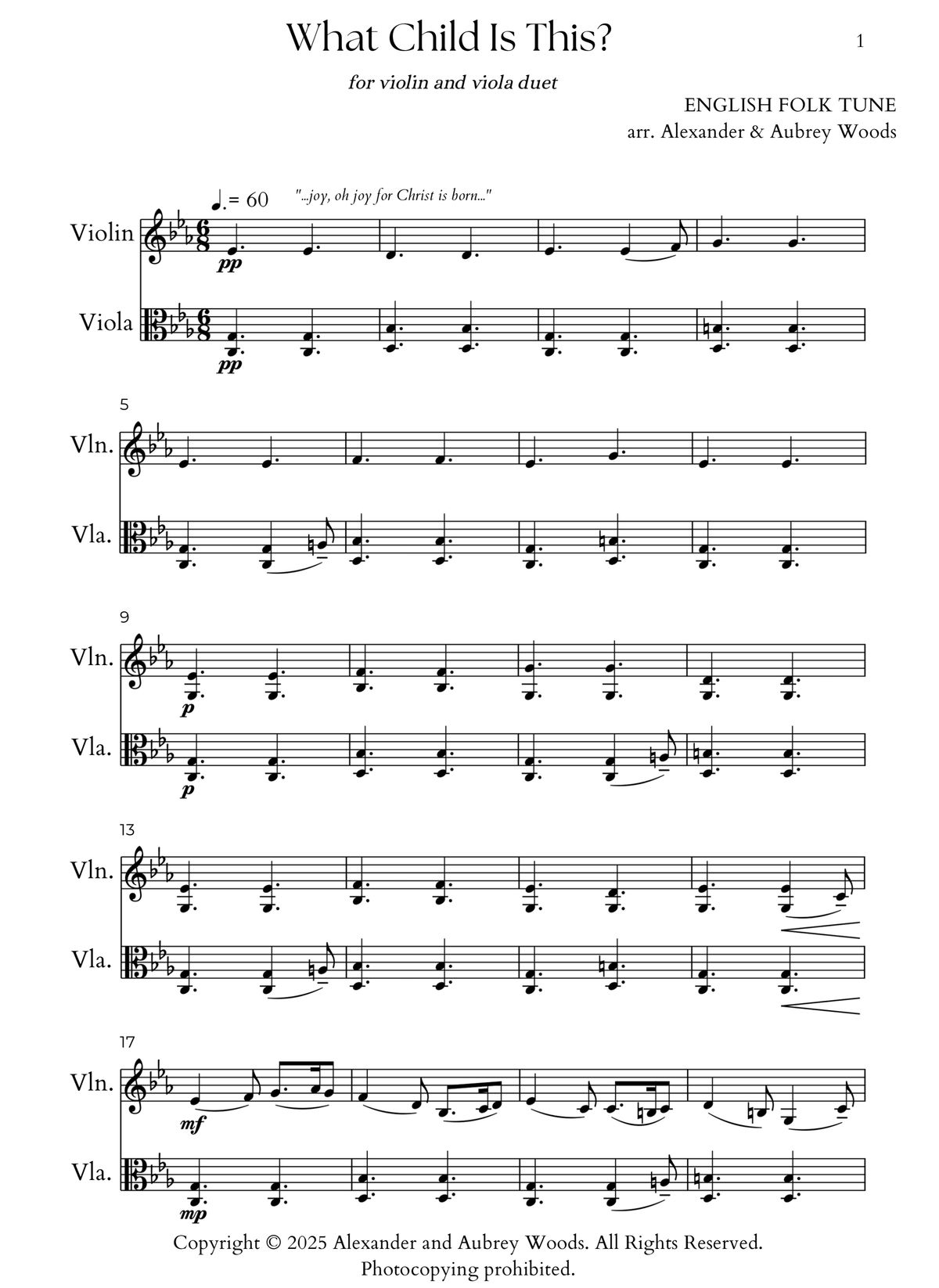 What Child Is This? - for violin & viola