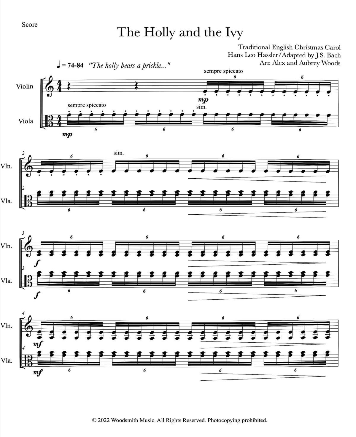 The Holly & the Ivy - for violin & viola