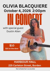 Harbour Hall - Olivia Blacquiere with special guest Dustin Allen