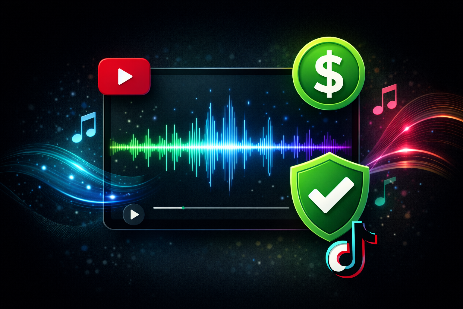 Monetizing videos using royalty-free music on YouTube, TikTok, and social media platforms