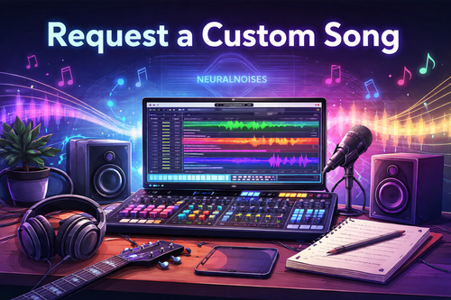 NeuralNoises custom song request form for royalty-free music creation