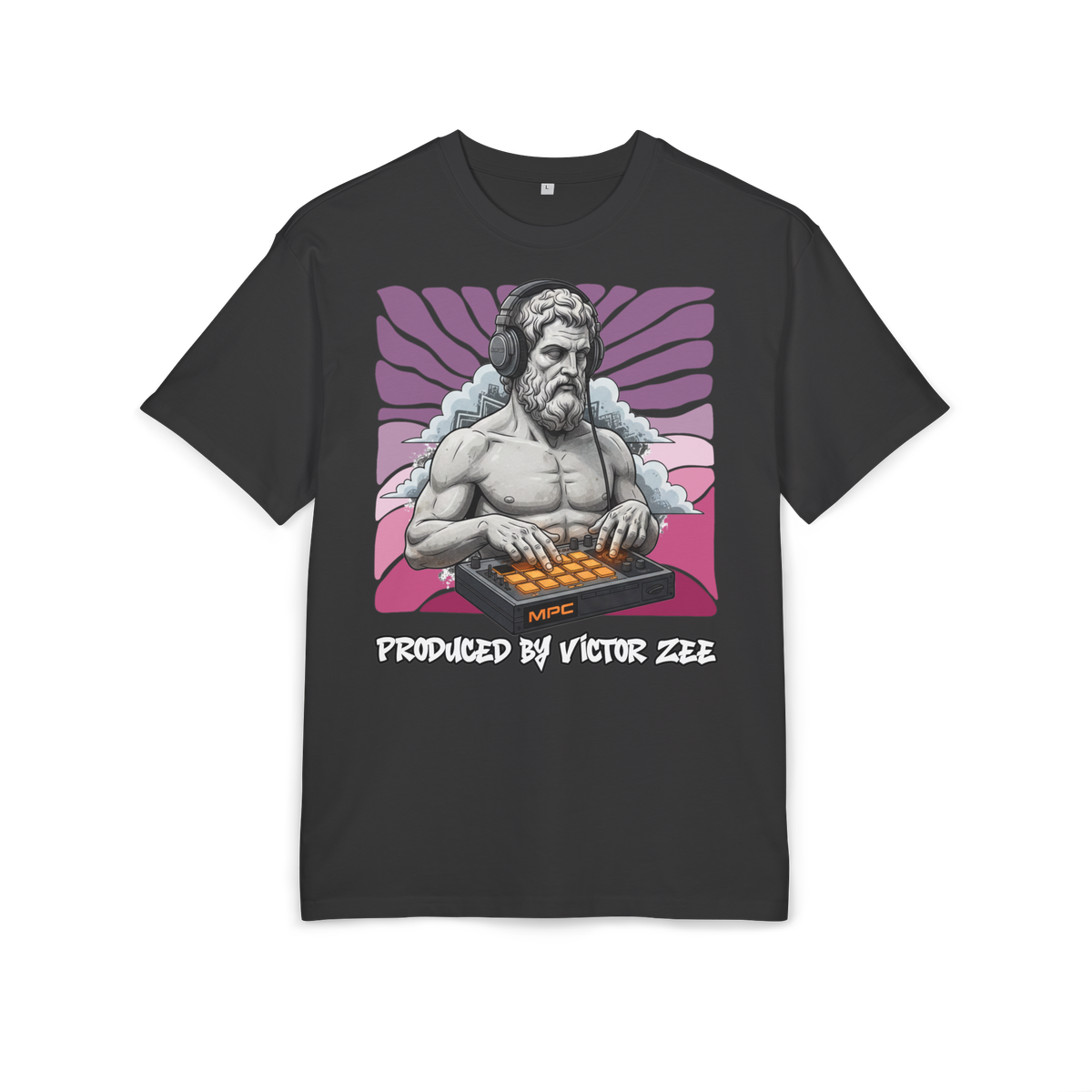 "Produced by Victor Zee." | Unisex Organic Oversized High Neck Tee