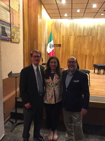 Greeting the Director of the Conservatorio de Musica del Estado de Mexico, Laszlo Frater, and Faculty member Dwyght Bryan following my Master Class October 2016

