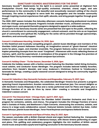 Sanctuary Sounds Concert Series, Program descriptions