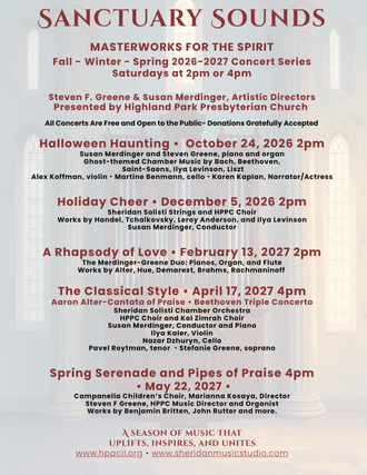 Classical Music, Highland Park, Free Concerts, Sanctuary Sounds, Highland Park Presbyterian Church, 