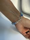 Blue/Teal glass bead & Copper spiral bracelet 