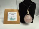 Rose Quartz wire-wrapped with black leather necklace