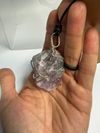 Flourite wire-wrapped necklace with black leather necklace