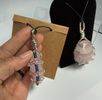 Rose Quartz wire-wrapped with black leather necklace