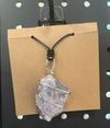Flourite wire-wrapped necklace with black leather necklace