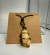 Orange Calcite wire-wrapped with black leather necklace