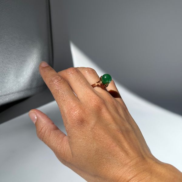 Green Jade copper ring