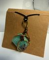 Amazonite wire-wrapped with black leather necklace