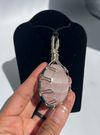 Rose Quartz wire-wrapped with black leather necklace