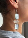 Clear Quartz Earrings wire-wrapped with Iridescent Shell Bead