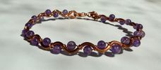 Amethyst & Copper swirl small bead bracelet