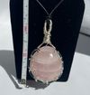 Rose Quartz wire-wrapped with black leather necklace