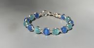 Blue/Teal glass bead & Copper spiral bracelet 
