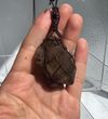 Smoky Quartz stone with black leather necklace