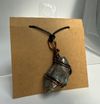 Blue Crazy Lace Agate wire-wrapped with black leather necklace