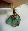 Amazonite wire-wrapped with black leather necklace