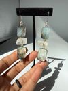 Clear Quartz Earrings wire-wrapped with Iridescent Shell Bead