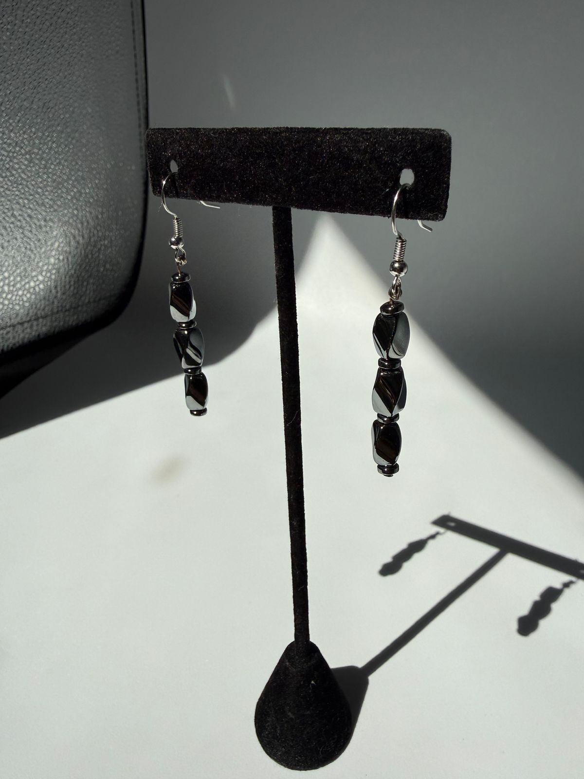 Dark hematite earrings