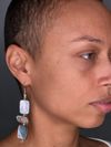 Clear Quartz Earrings wire-wrapped with Iridescent Shell Bead
