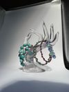 Blue/Teal glass bead & Copper spiral bracelet 