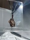 Smoky Quartz stone with black leather necklace