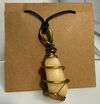 Orange Calcite wire-wrapped with black leather necklace