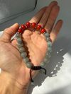 Blue Gray Jade + Red Jasper beaded bracelet