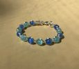 Blue/Teal glass bead & Copper spiral bracelet 
