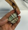 Aquamarine wire-wrapped with brown leather necklace