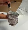 Flourite wire-wrapped necklace with black leather necklace
