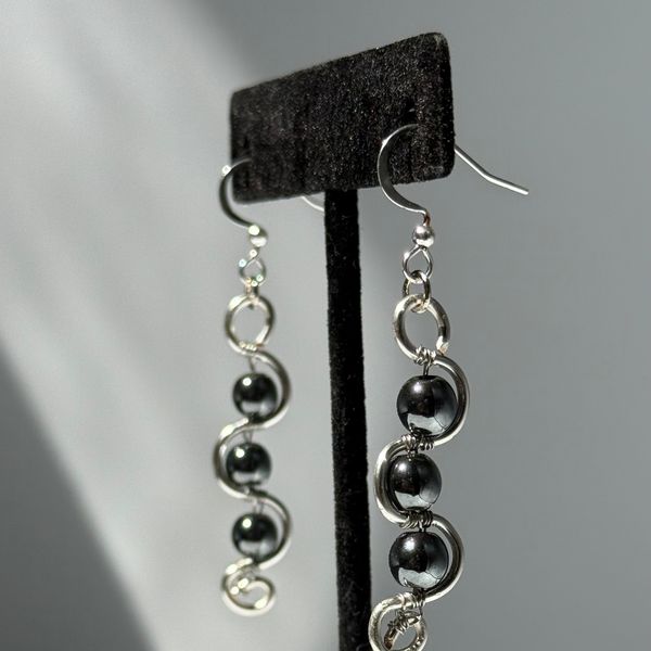 Hematite swirl earrings