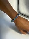 Blue/Teal glass bead & Copper spiral bracelet 