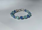 Blue/Teal glass bead & Copper spiral bracelet 