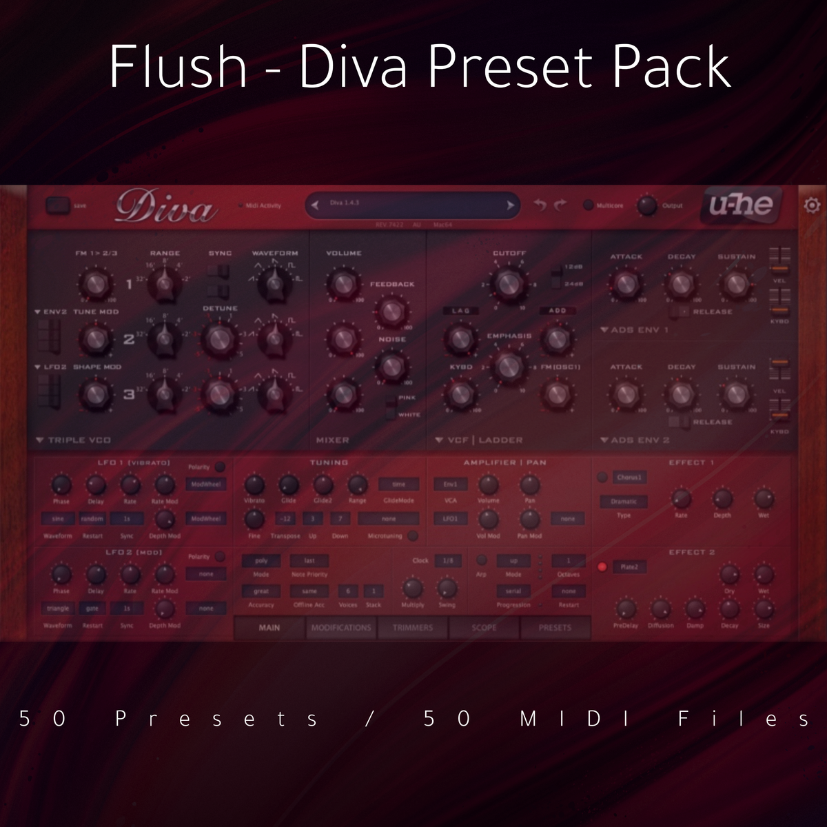 Flush - Diva Preset Pack / 60 Presets / 50 MIDI Files
