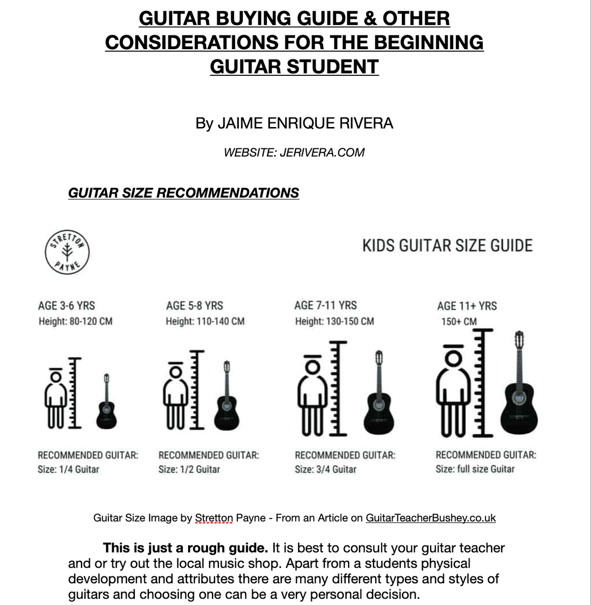 Guitar Buying Guide for the Beginning Guitar Student